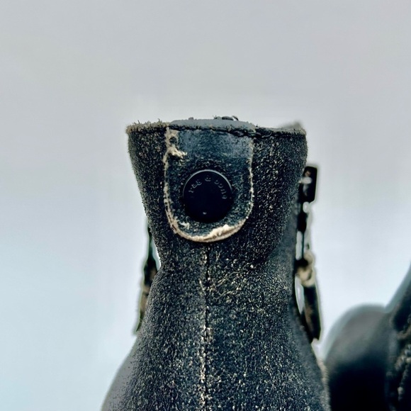 Rag & Bone Margot Black Crackled Leather Block Heel Ankle Boots Size 40 / 10 - Picture 9 of 12